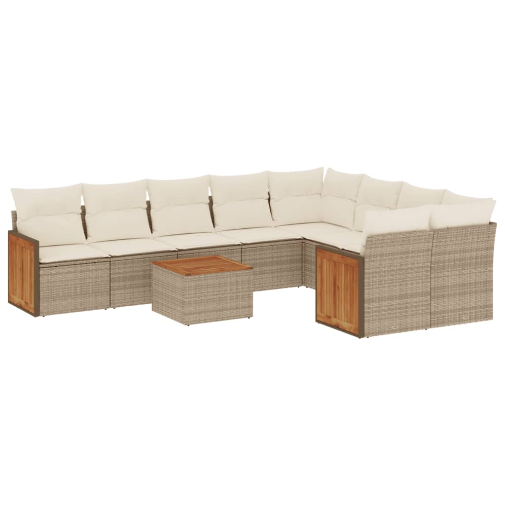 10-delige Loungeset met kussens poly rattan beige is nu te koop bij PeponiXL, paradijselijk wonen!