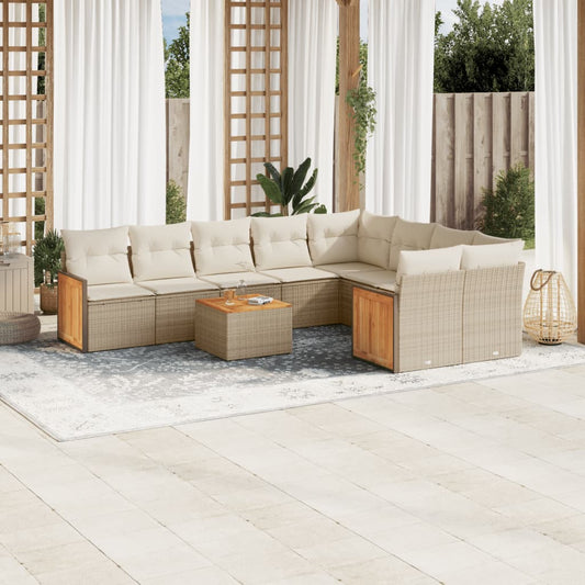 10-delige Loungeset met kussens poly rattan beige is nu te koop bij PeponiXL, paradijselijk wonen!