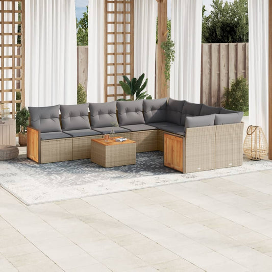 10-delige Loungeset met kussens poly rattan beige is nu te koop bij PeponiXL, paradijselijk wonen!