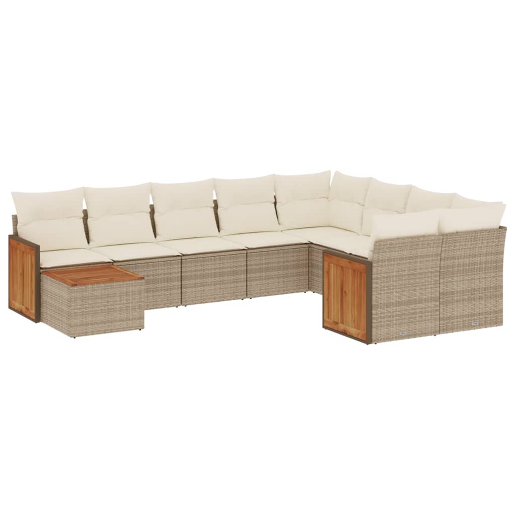 10-delige Loungeset met kussens poly rattan beige is nu te koop bij PeponiXL, paradijselijk wonen!