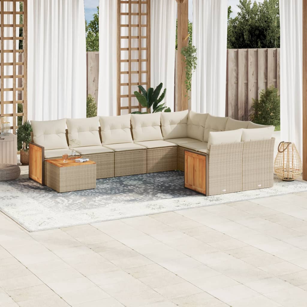 10-delige Loungeset met kussens poly rattan beige is nu te koop bij PeponiXL, paradijselijk wonen!