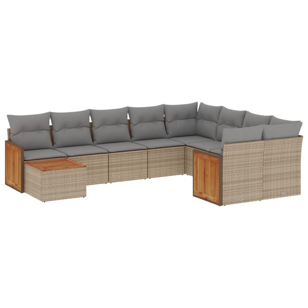 10-delige Loungeset met kussens poly rattan beige is nu te koop bij PeponiXL, paradijselijk wonen!