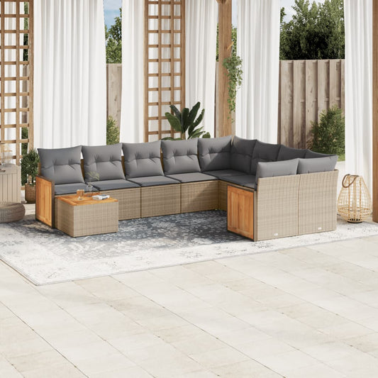 10-delige Loungeset met kussens poly rattan beige is nu te koop bij PeponiXL, paradijselijk wonen!