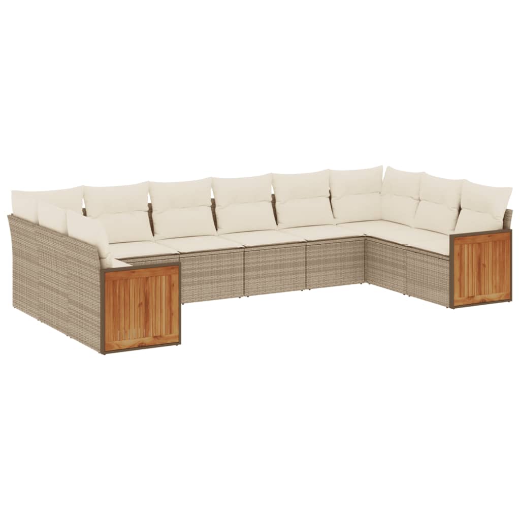 10-delige Loungeset met kussens poly rattan beige is nu te koop bij PeponiXL, paradijselijk wonen!