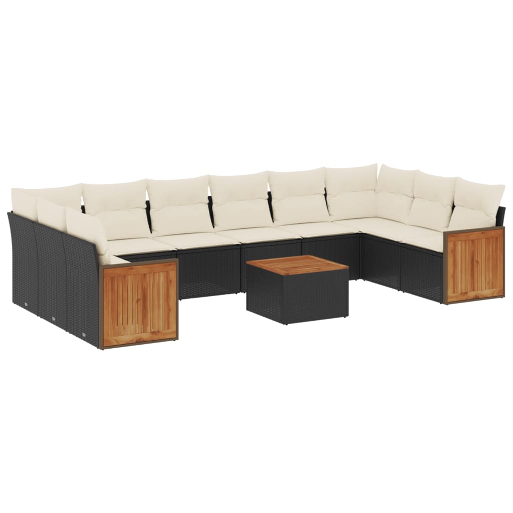 11-delige Loungeset met kussens poly rattan zwart is nu te koop bij PeponiXL, paradijselijk wonen!