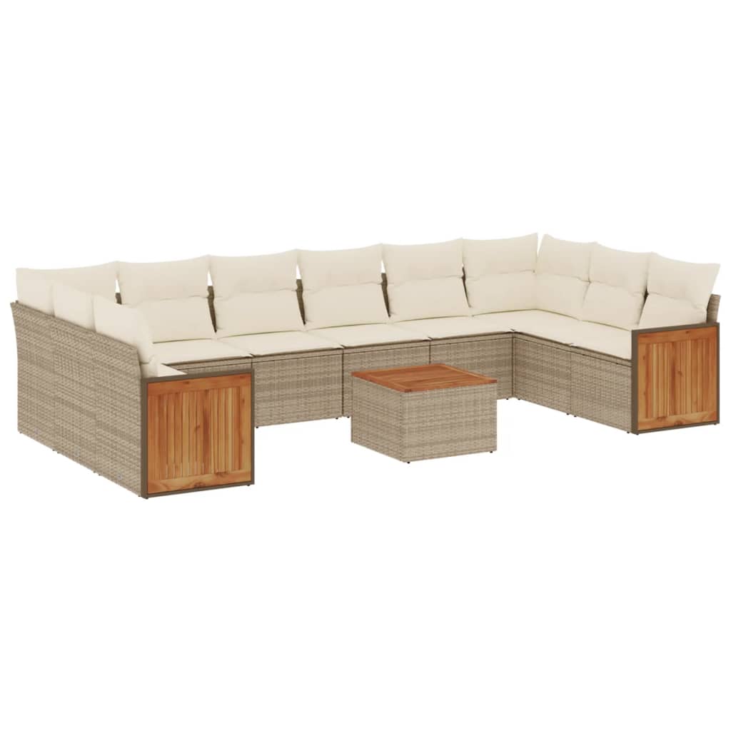 11-delige Tuinset met kussens poly rattan beige is nu te koop bij PeponiXL, paradijselijk wonen!