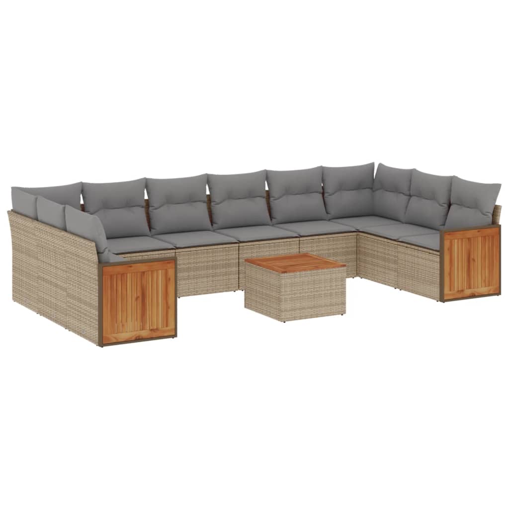 11-delige Tuinset met kussens poly rattan beige is nu te koop bij PeponiXL, paradijselijk wonen!