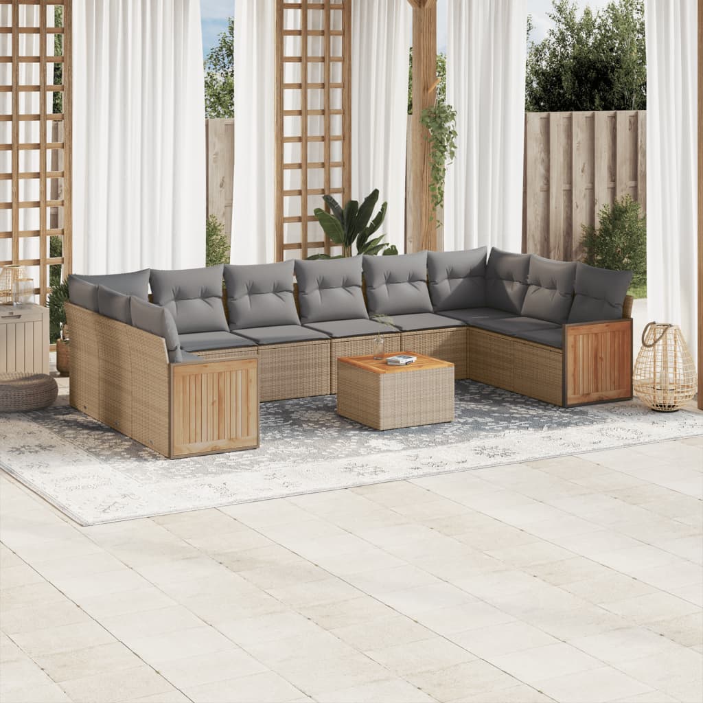 11-delige Tuinset met kussens poly rattan beige is nu te koop bij PeponiXL, paradijselijk wonen!