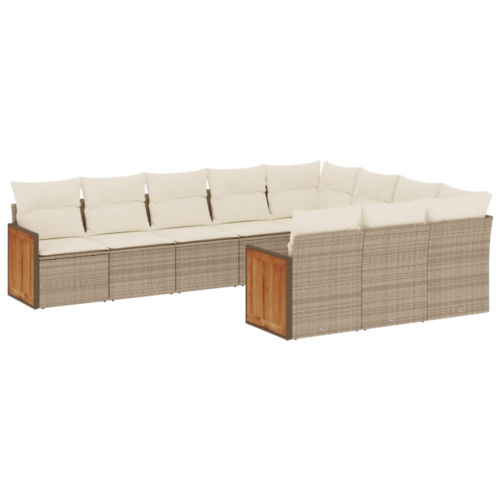 10-delige Loungeset met kussens poly rattan beige is nu te koop bij PeponiXL, paradijselijk wonen!