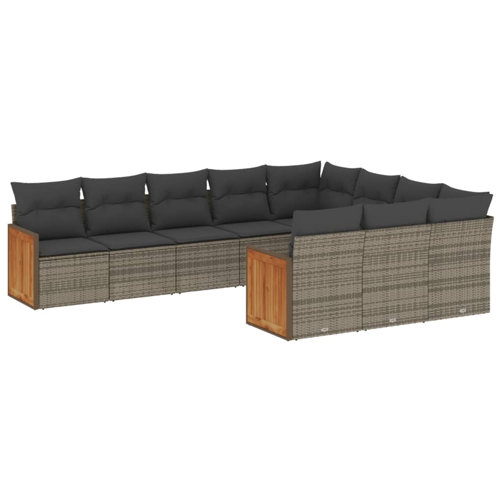 10-delige Loungeset met kussens poly rattan grijs is nu te koop bij PeponiXL, paradijselijk wonen!