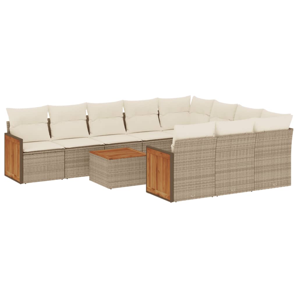 11-delige Tuinset met kussens poly rattan beige is nu te koop bij PeponiXL, paradijselijk wonen!