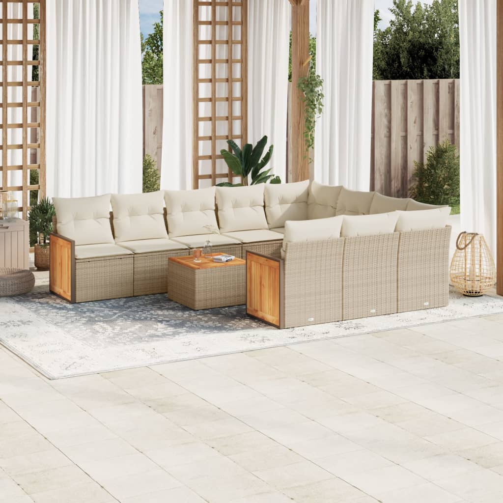11-delige Tuinset met kussens poly rattan beige is nu te koop bij PeponiXL, paradijselijk wonen!