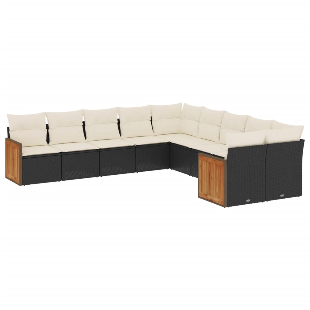 10-delige Loungeset met kussens poly rattan zwart is nu te koop bij PeponiXL, paradijselijk wonen!