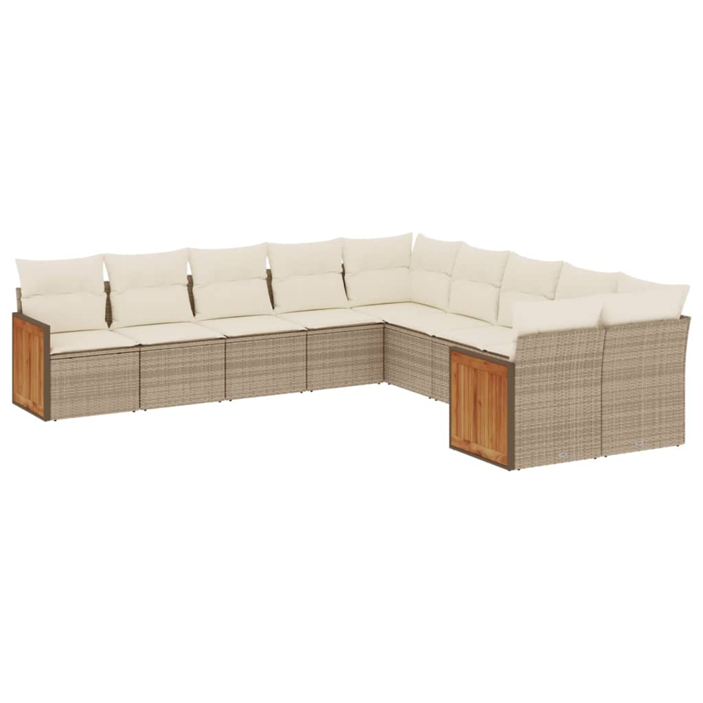 10-delige Loungeset met kussens poly rattan beige is nu te koop bij PeponiXL, paradijselijk wonen!