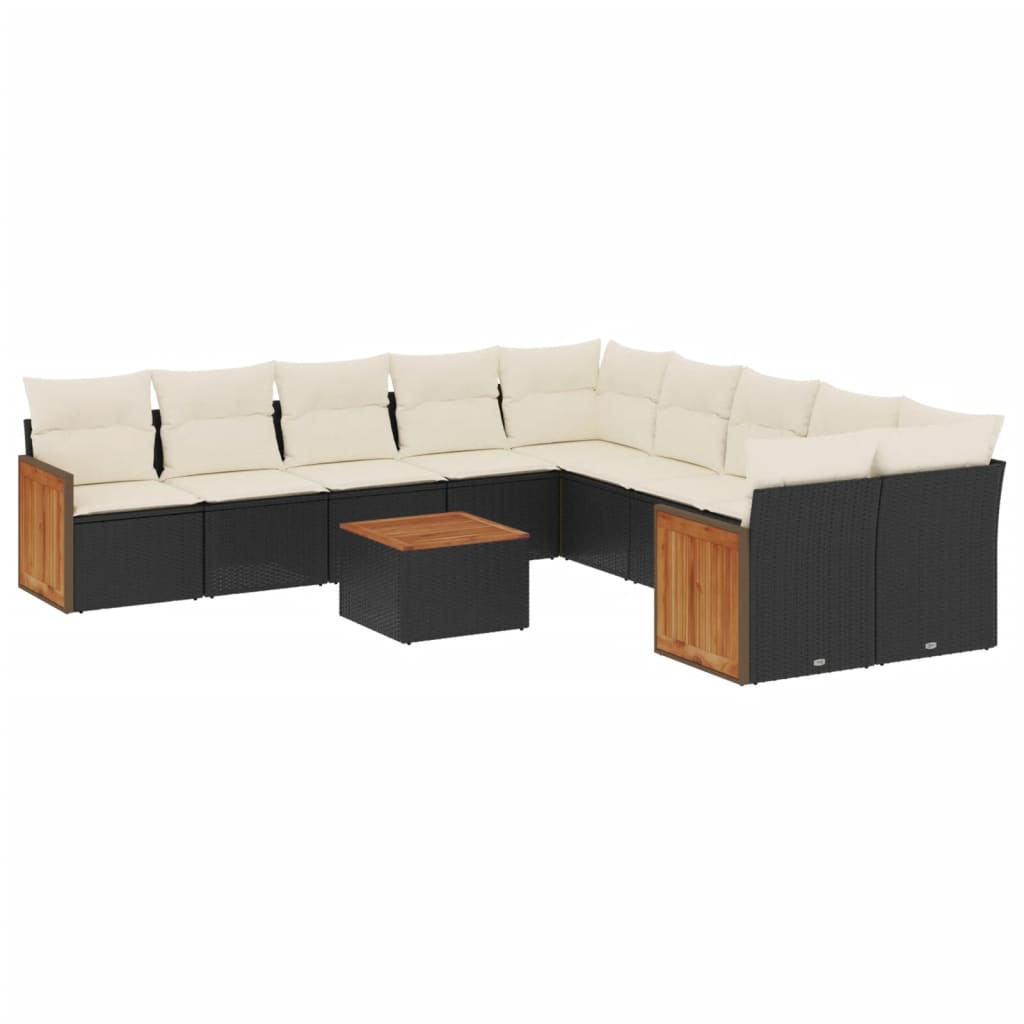 11-delige Loungeset met kussens poly rattan zwart is nu te koop bij PeponiXL, paradijselijk wonen!