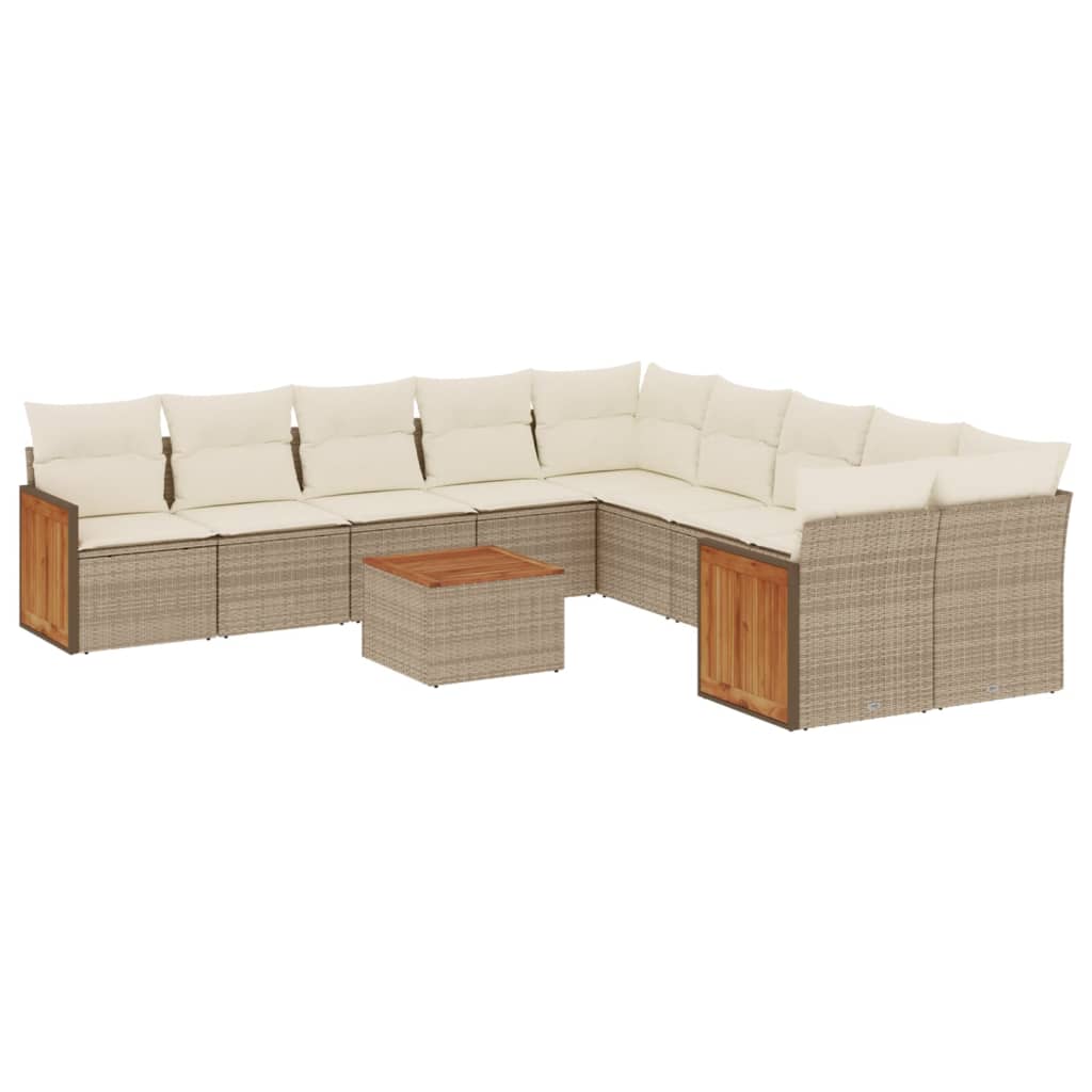 11-delige Tuinset met kussens poly rattan beige is nu te koop bij PeponiXL, paradijselijk wonen!