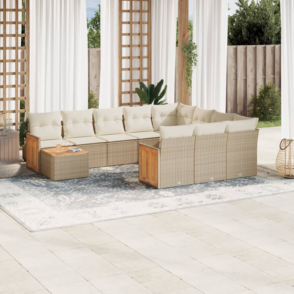 11-delige Tuinset met kussens poly rattan beige is nu te koop bij PeponiXL, paradijselijk wonen!