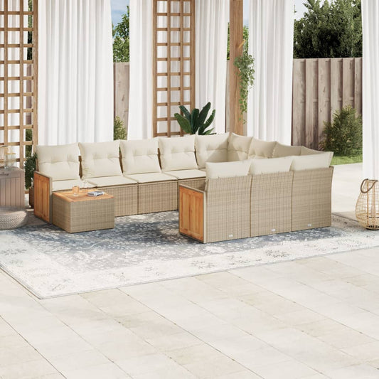 11-delige Tuinset met kussens poly rattan beige is nu te koop bij PeponiXL, paradijselijk wonen!