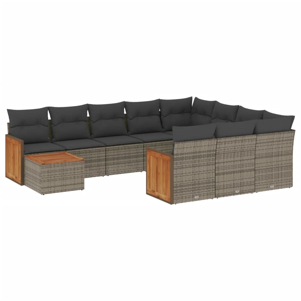 11-delige Loungeset met kussens poly rattan grijs is nu te koop bij PeponiXL, paradijselijk wonen!
