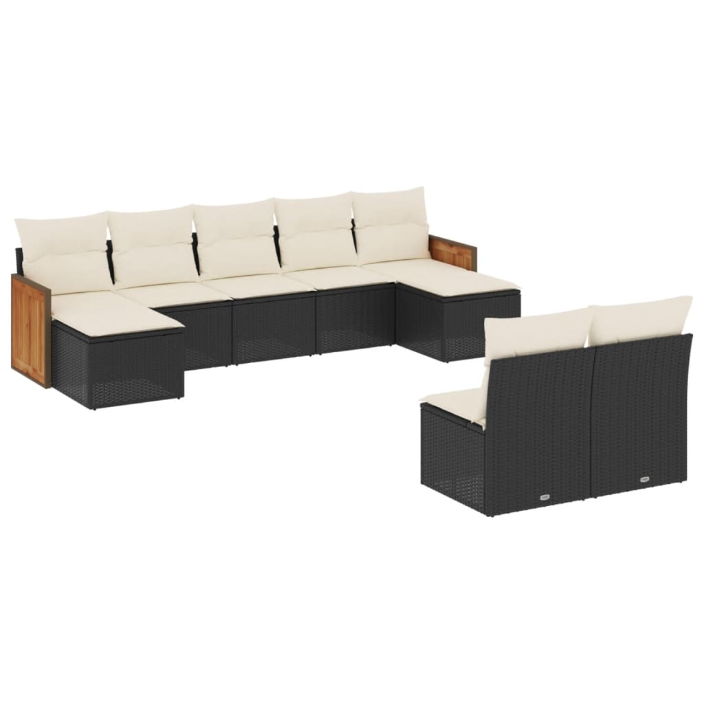 9-delige Loungeset met kussens poly rattan zwart is nu te koop bij PeponiXL, paradijselijk wonen!