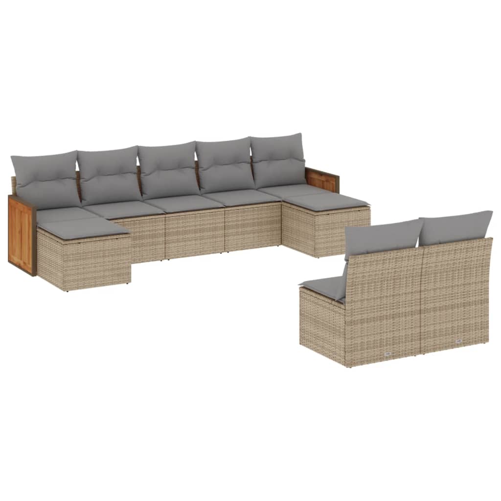 9-delige Loungeset met kussens poly rattan beige is nu te koop bij PeponiXL, paradijselijk wonen!