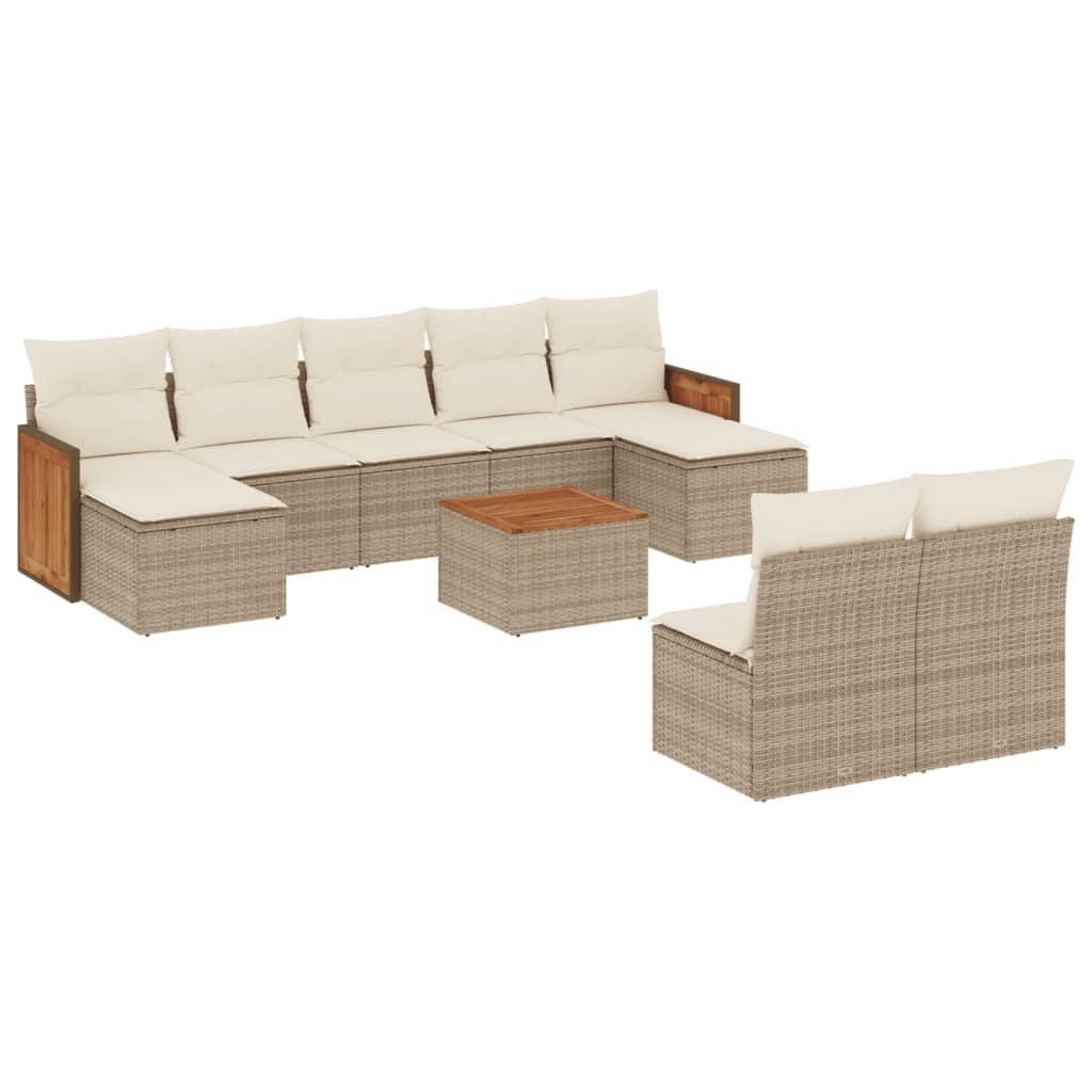 10-delige Loungeset met kussens poly rattan beige is nu te koop bij PeponiXL, paradijselijk wonen!