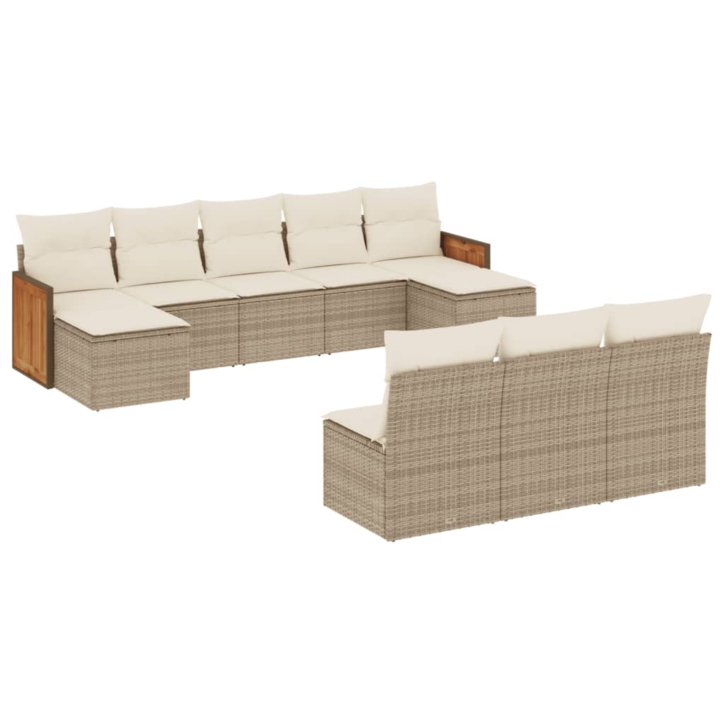 10-delige Loungeset met kussens poly rattan beige is nu te koop bij PeponiXL, paradijselijk wonen!
