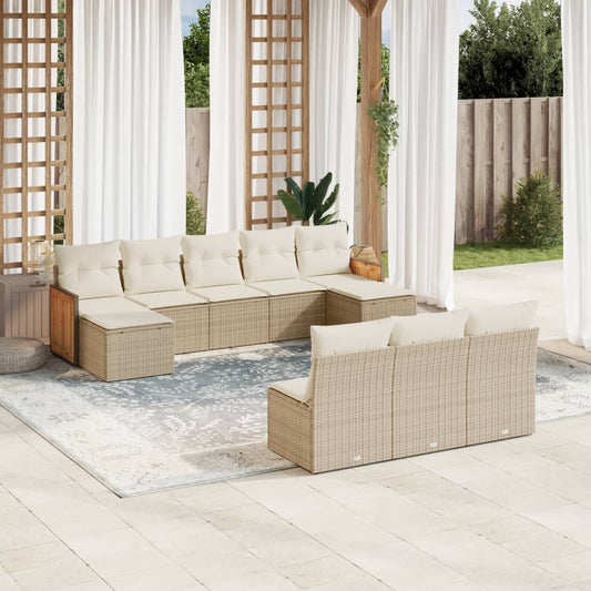 10-delige Loungeset met kussens poly rattan beige is nu te koop bij PeponiXL, paradijselijk wonen!