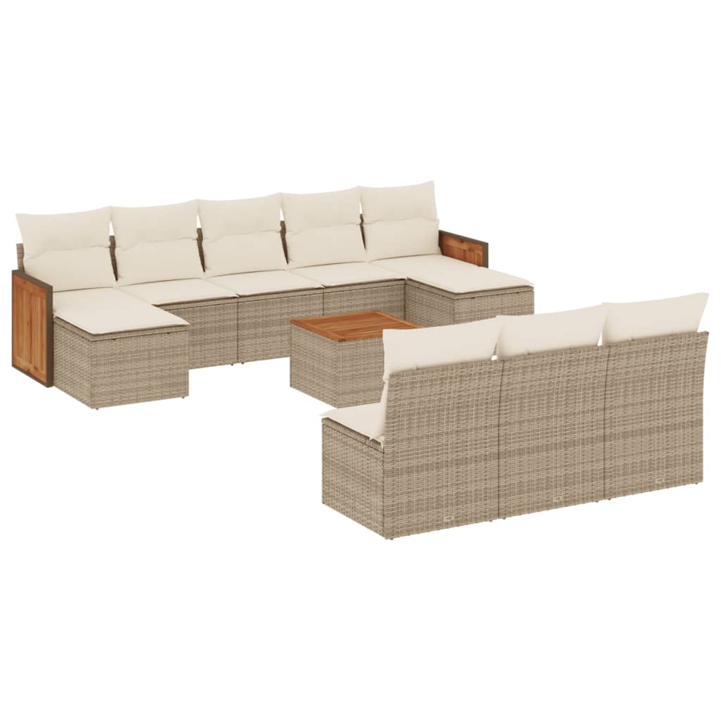 11-delige Tuinset met kussens poly rattan beige is nu te koop bij PeponiXL, paradijselijk wonen!