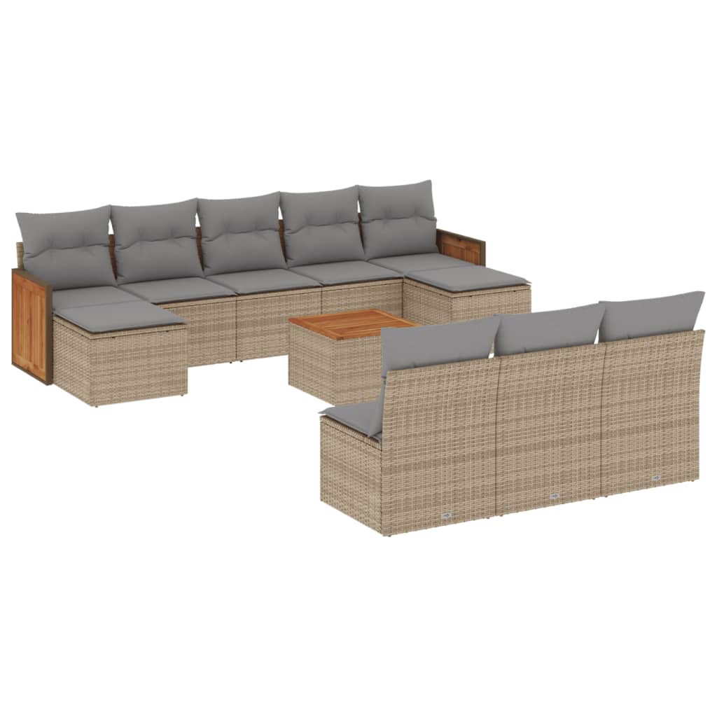11-delige Tuinset met kussens poly rattan beige is nu te koop bij PeponiXL, paradijselijk wonen!
