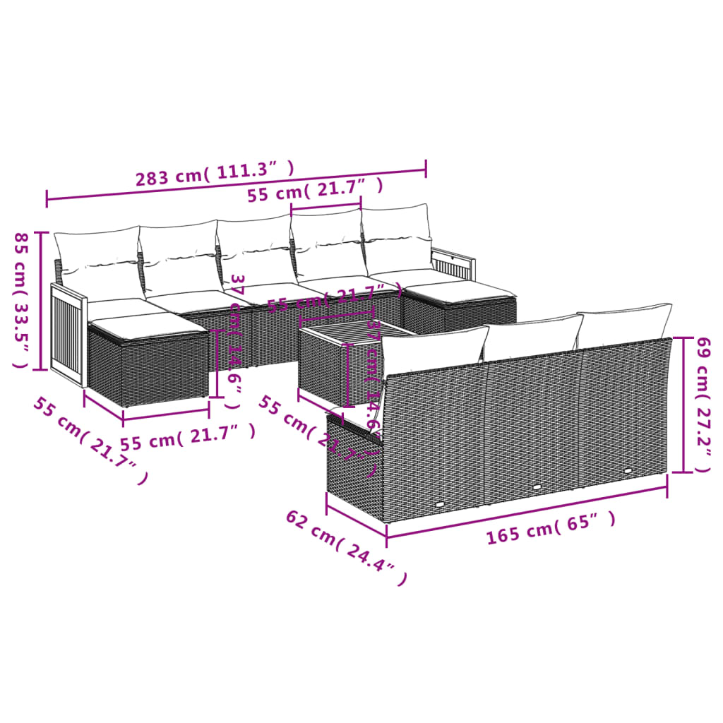 11-delige Tuinset met kussens poly rattan beige is nu te koop bij PeponiXL, paradijselijk wonen!