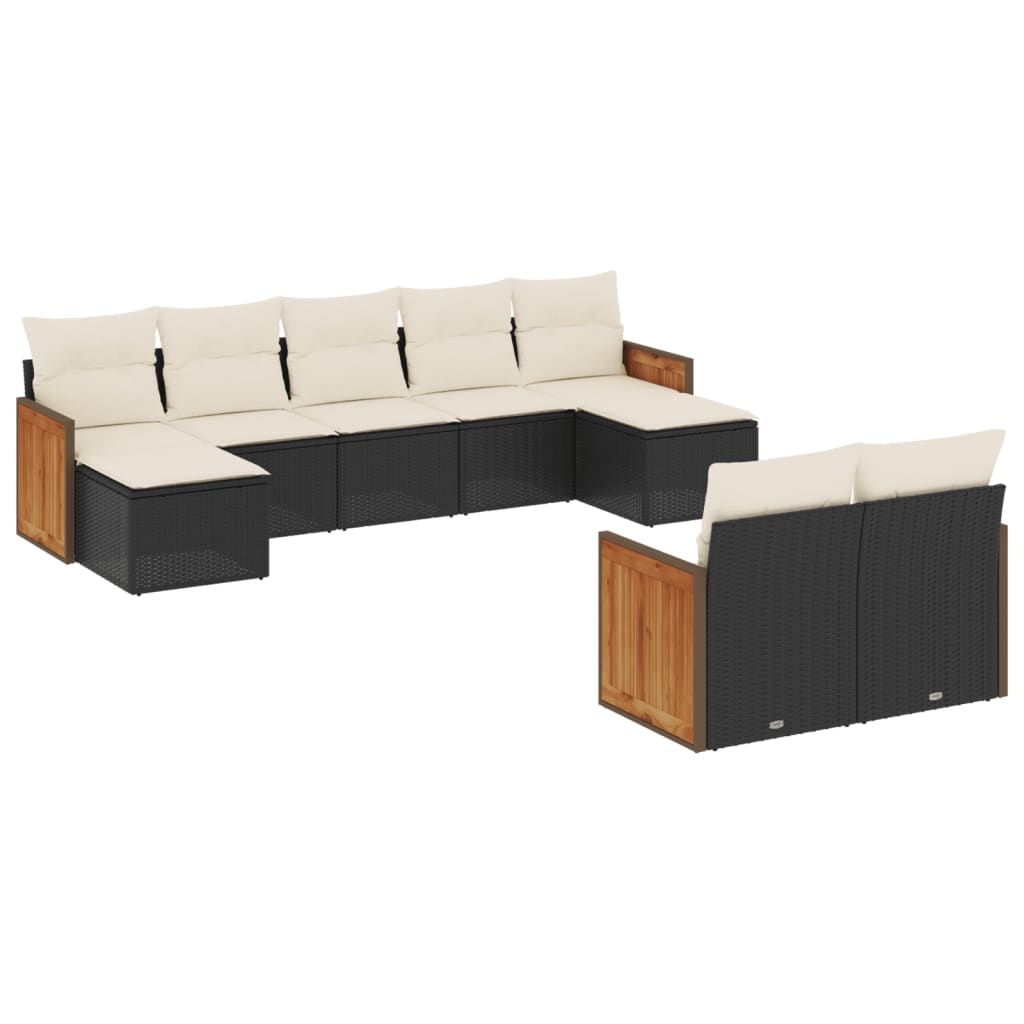 9-delige Loungeset met kussens poly rattan zwart is nu te koop bij PeponiXL, paradijselijk wonen!