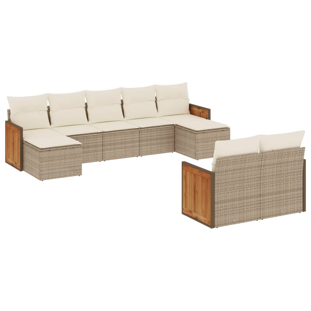 9-delige Loungeset met kussens poly rattan beige is nu te koop bij PeponiXL, paradijselijk wonen!