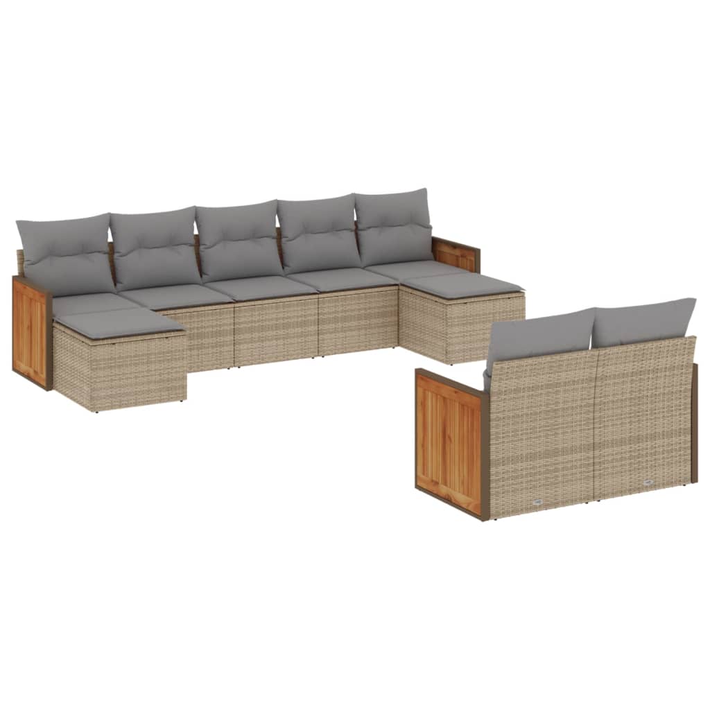 9-delige Loungeset met kussens poly rattan beige is nu te koop bij PeponiXL, paradijselijk wonen!