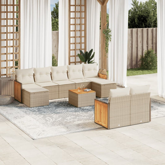 10-delige Loungeset met kussens poly rattan beige is nu te koop bij PeponiXL, paradijselijk wonen!