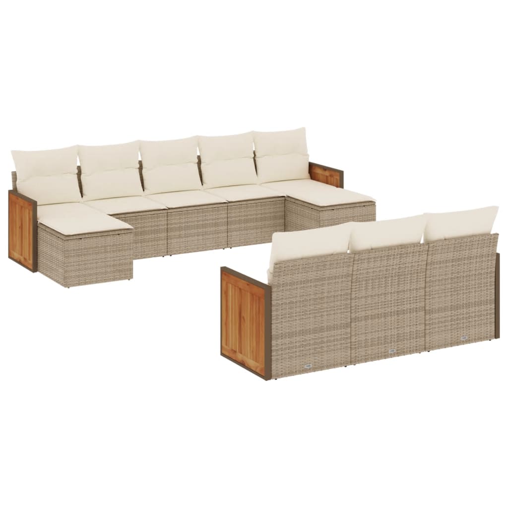 10-delige Loungeset met kussens poly rattan beige is nu te koop bij PeponiXL, paradijselijk wonen!