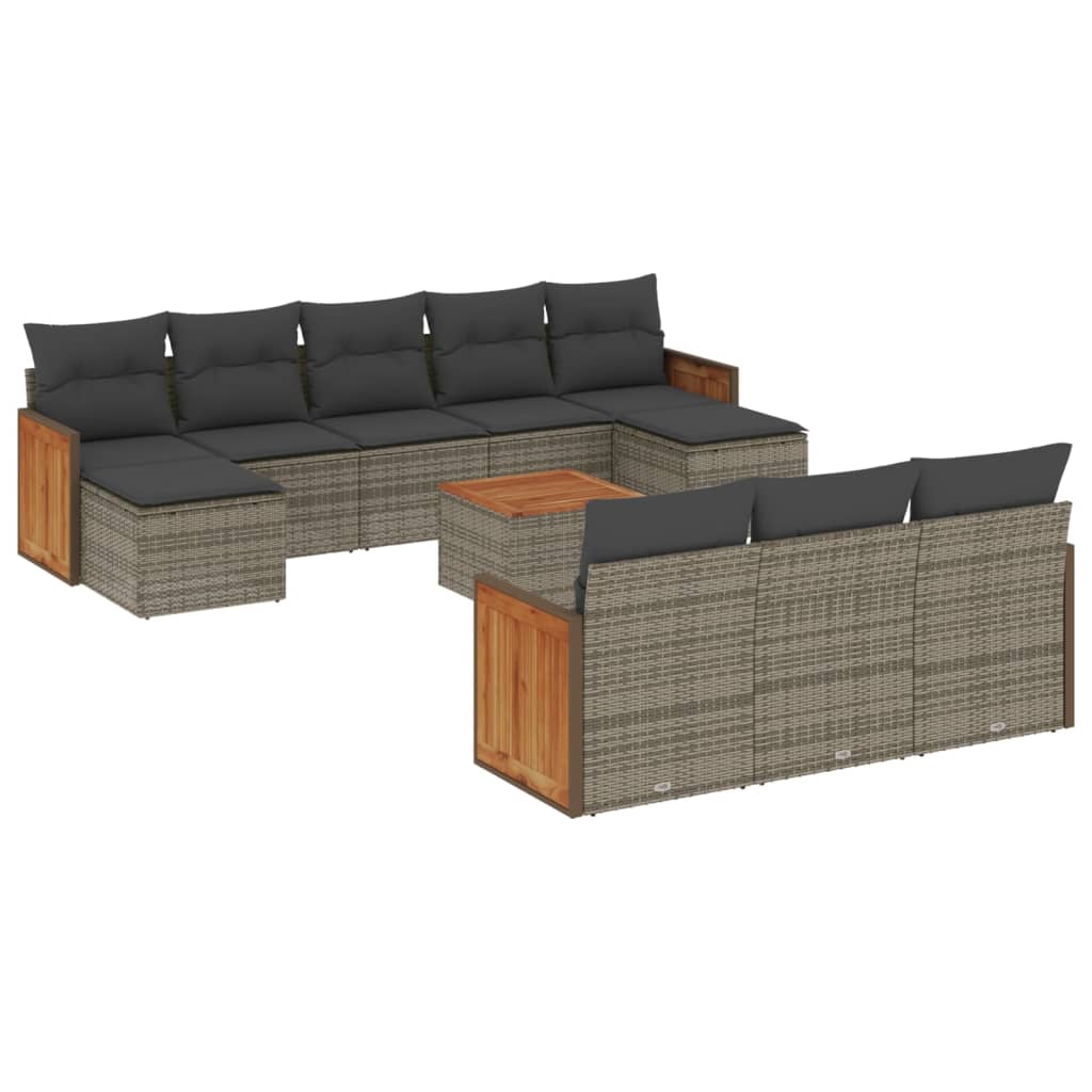 11-delige Loungeset met kussens poly rattan grijs is nu te koop bij PeponiXL, paradijselijk wonen!