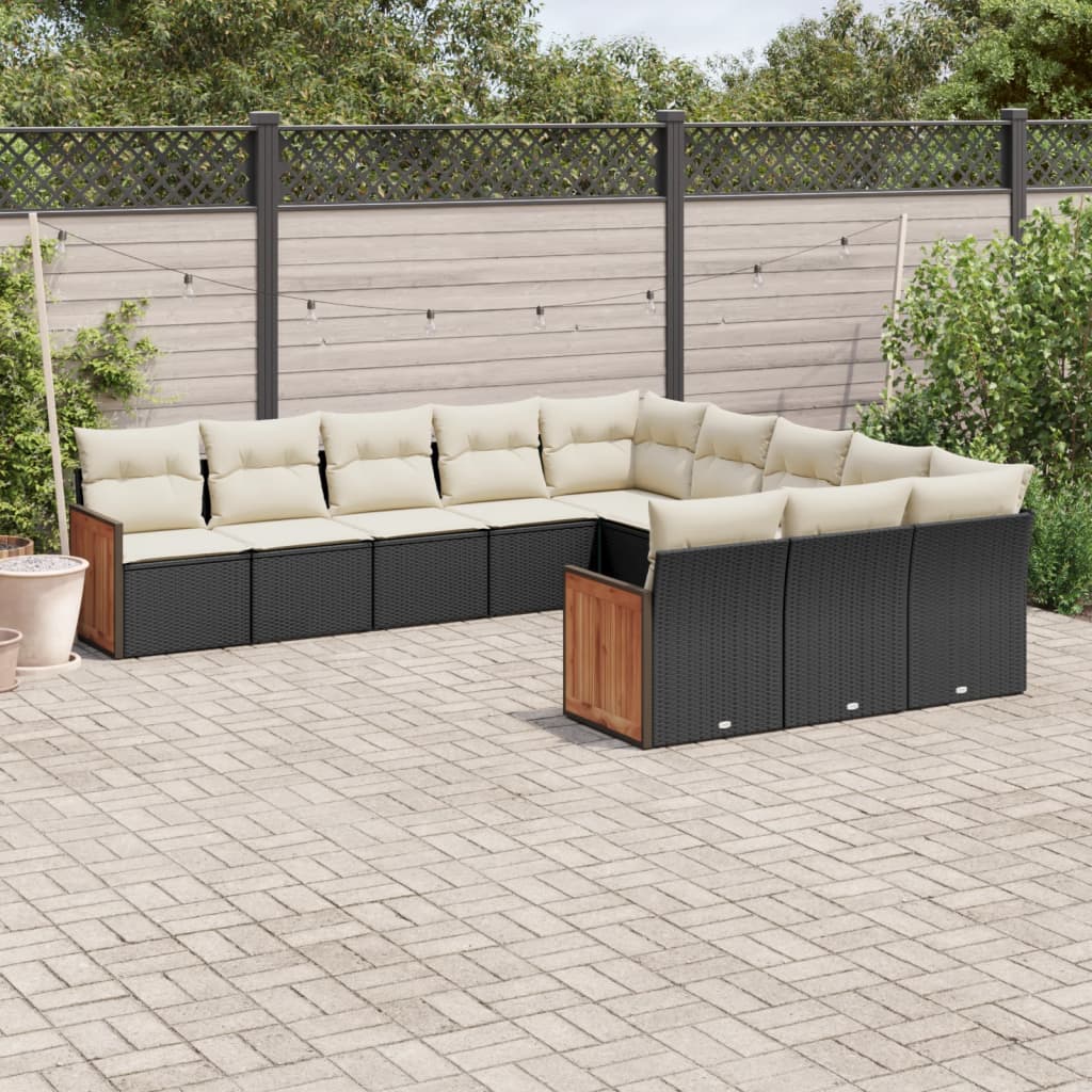 11-delige Loungeset met kussens poly rattan zwart is nu te koop bij PeponiXL, paradijselijk wonen!