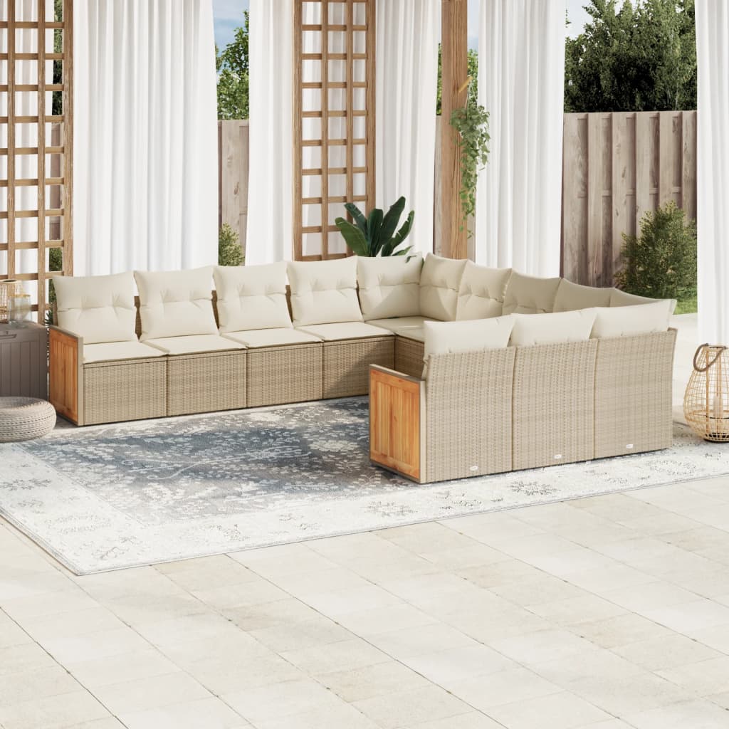 11-delige Tuinset met kussens poly rattan beige is nu te koop bij PeponiXL, paradijselijk wonen!