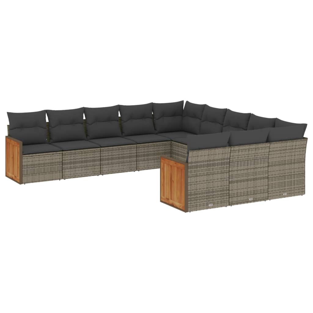 11-delige Loungeset met kussens poly rattan grijs is nu te koop bij PeponiXL, paradijselijk wonen!
