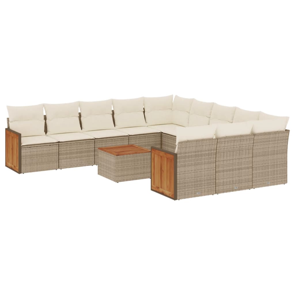 12-delige Loungeset met kussens poly rattan beige is nu te koop bij PeponiXL, paradijselijk wonen!