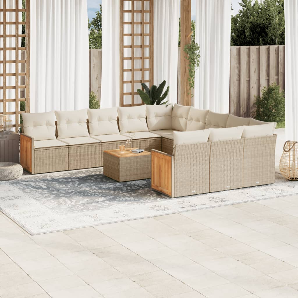 12-delige Loungeset met kussens poly rattan beige is nu te koop bij PeponiXL, paradijselijk wonen!