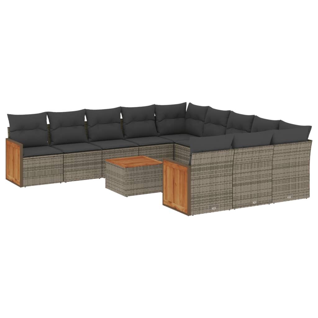 12-delige Loungeset met kussens poly rattan grijs is nu te koop bij PeponiXL, paradijselijk wonen!