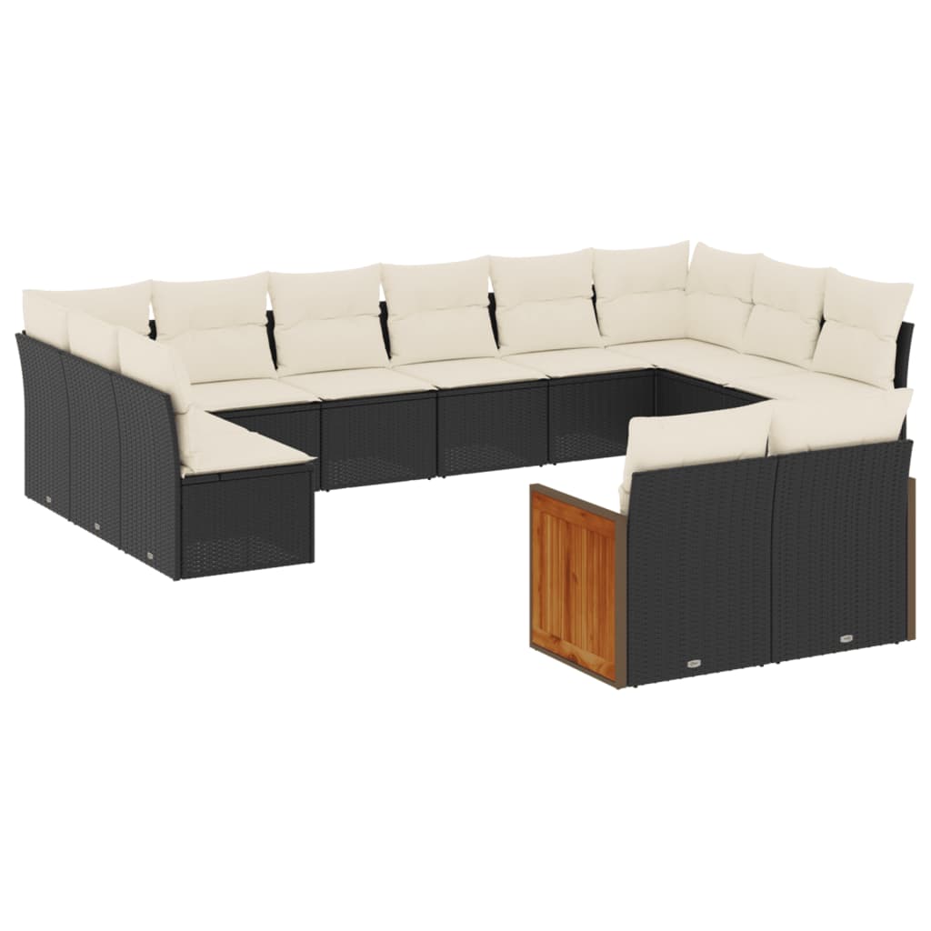 12-delige Loungeset met kussens poly rattan zwart is nu te koop bij PeponiXL, paradijselijk wonen!
