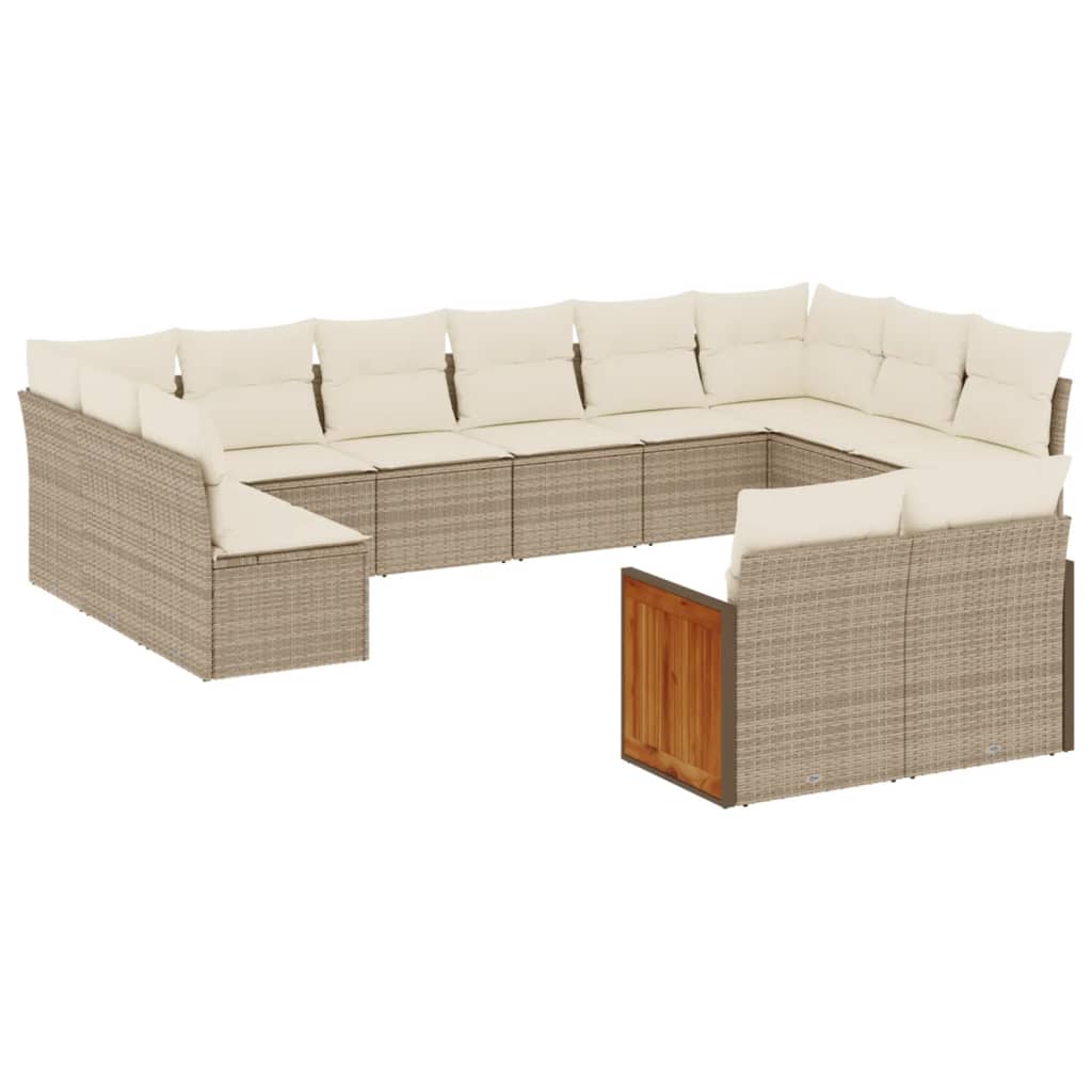 12-delige Loungeset met kussens poly rattan beige is nu te koop bij PeponiXL, paradijselijk wonen!