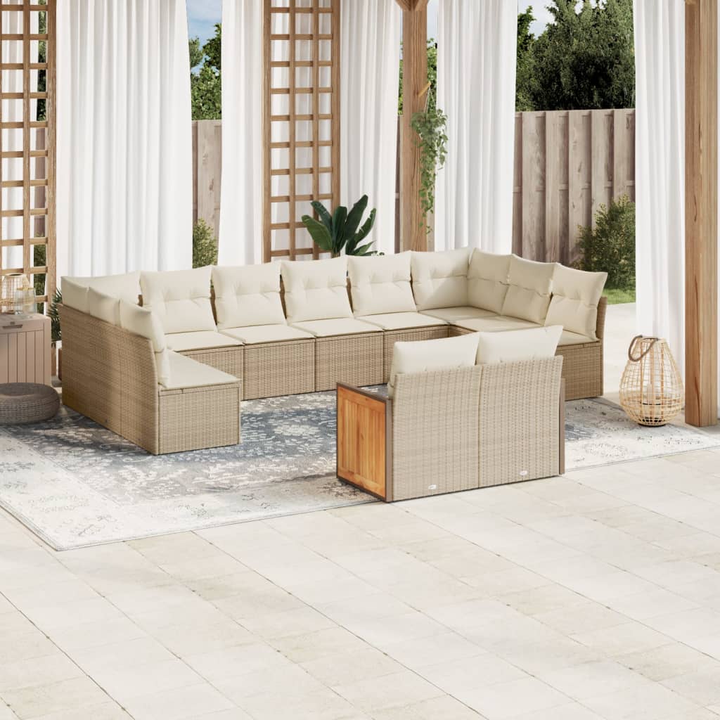 12-delige Loungeset met kussens poly rattan beige is nu te koop bij PeponiXL, paradijselijk wonen!