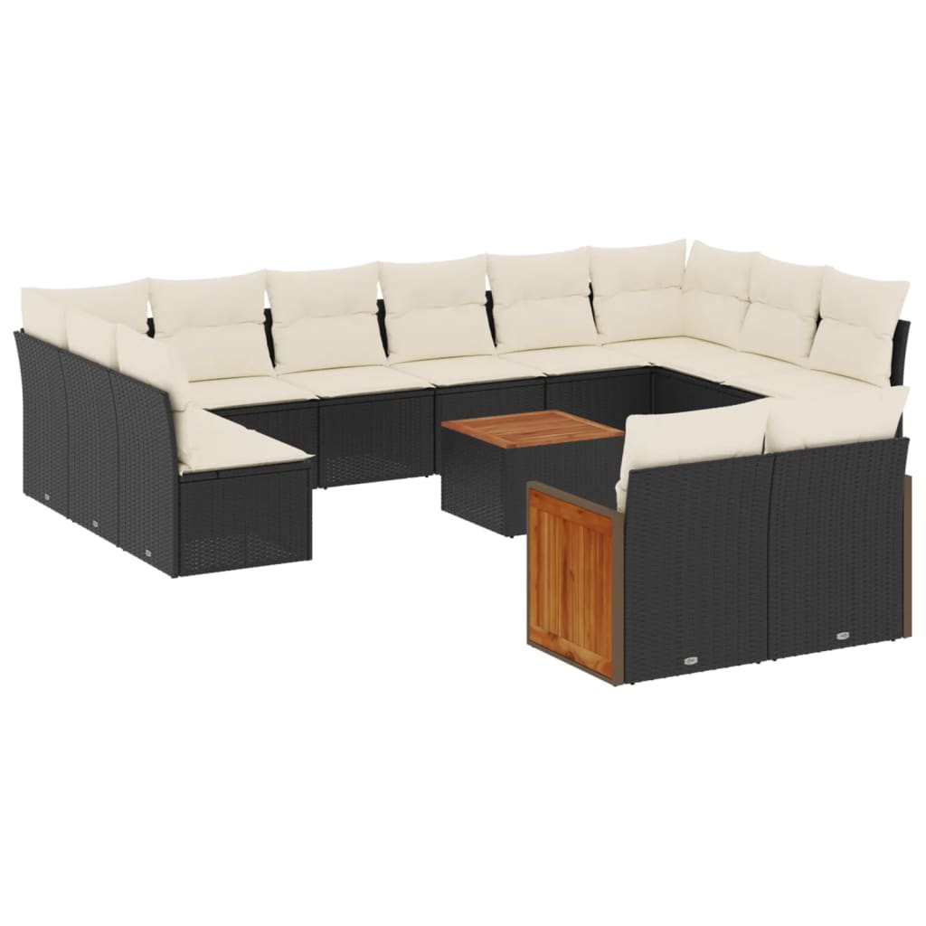 13-delige Loungeset met kussens poly rattan zwart is nu te koop bij PeponiXL, paradijselijk wonen!