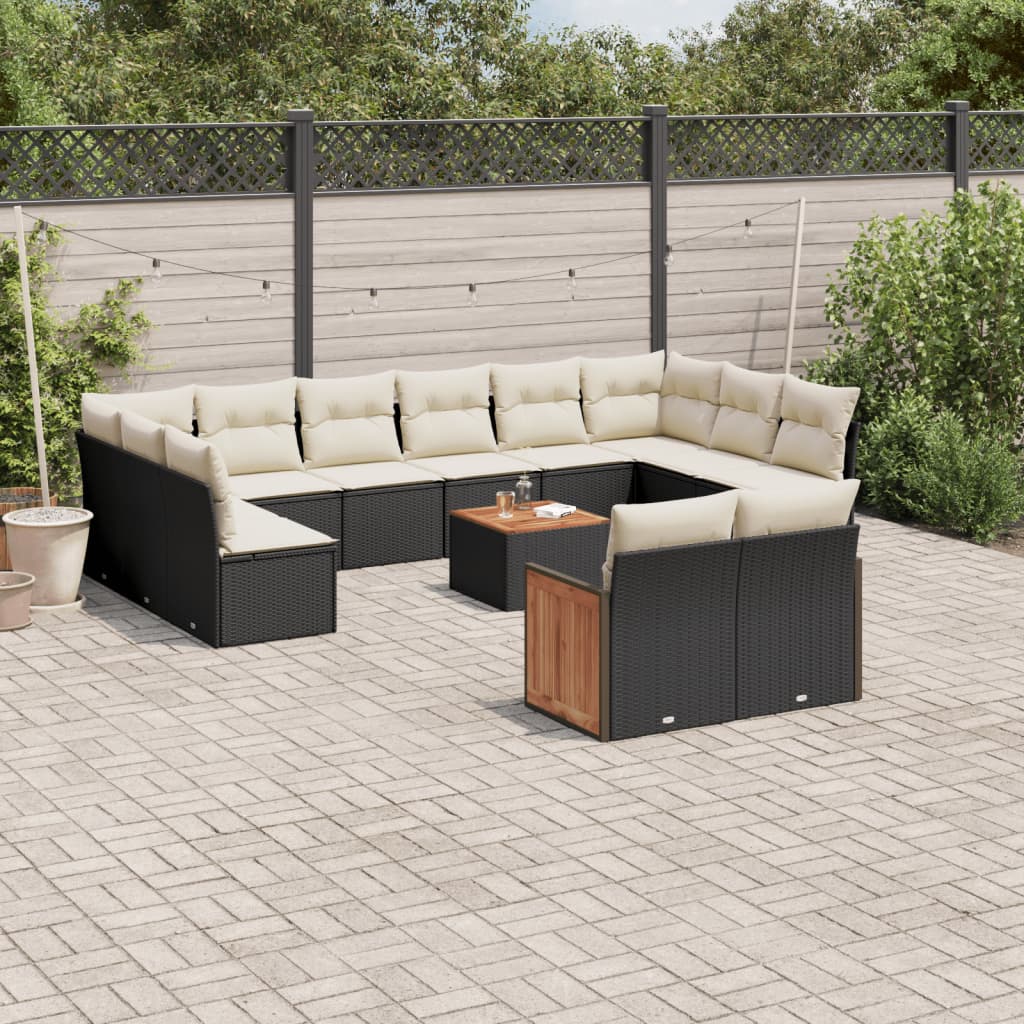 13-delige Loungeset met kussens poly rattan zwart is nu te koop bij PeponiXL, paradijselijk wonen!