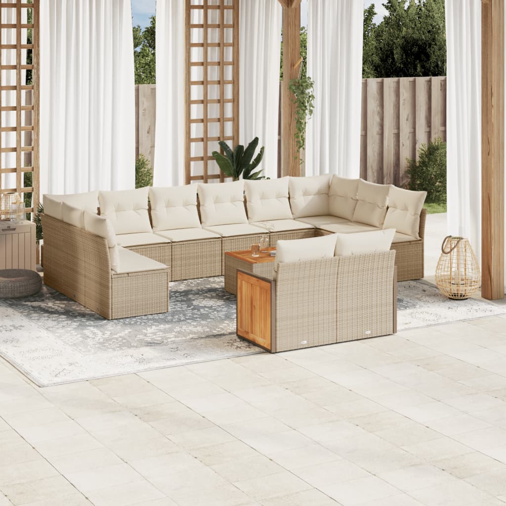 13-delige Loungeset met kussens poly rattan beige is nu te koop bij PeponiXL, paradijselijk wonen!