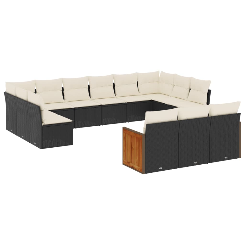13-delige Loungeset met kussens poly rattan zwart is nu te koop bij PeponiXL, paradijselijk wonen!
